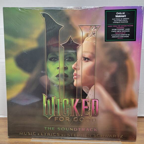 VINYL Wicked: For Good Sndtrk - 2 Pink & Green Glitter LP + Poster NEW / SEALED - Picture 1 of 6